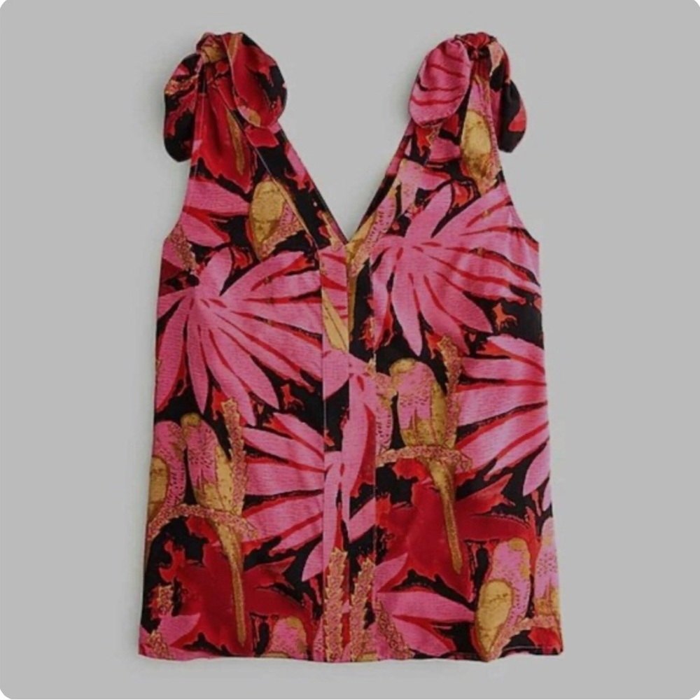 J crew Grasscloth palms print no 2 pencil skirt size 12 & Bruna top size L NWT